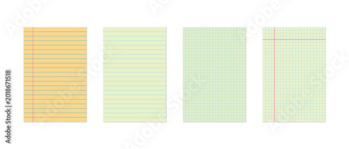 Tableau sur toile Ruled Paper Vector Set with Legal, College, Graph and Grid Styles