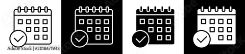 Calendar White Black Icon Vector Illustration
