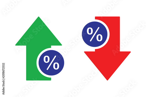 Cuadro en lienzo Up Down Percentage Arrows – Finance Data Analysis Vector Illustration