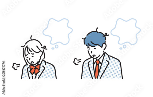 シンプル　イラスト　落ち込む学生のイメージ ベクターイラスト