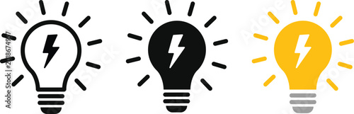 Φωτογραφία Electric light bulb icon with lightning bolt