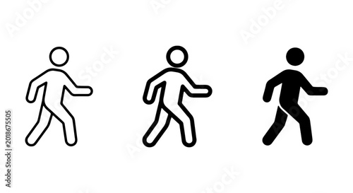 Fotografía Walking Man Icons Set, Silhouette and Outline Figures, Human Movement Vector Gra