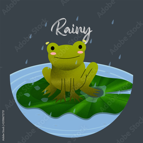 Canvastavla Cute Frog rainy season animal vector