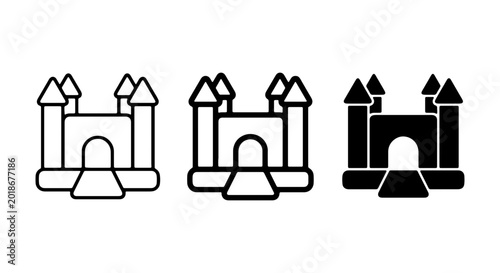 Cuadro en lienzo Bouncy Castle Icons: Outline, Filled, Silhouette Vector Graphics for Playful Eve