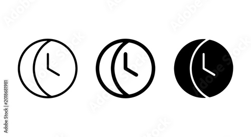 Schilderij op canvas Clock Icons, Time Symbols, Round Watch Graphics, Timepiece Vector Set