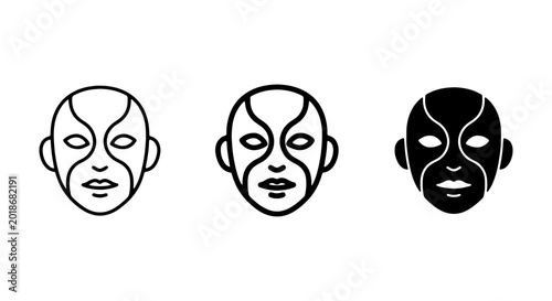 Photography Abstract Face Icons, Human Head Symbols, Minimalist Portrait Graphics, Vector Ar