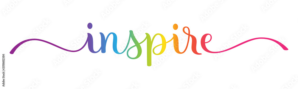 Fototapeta premium INSPIRE colorful brush lettering banner on transparent background