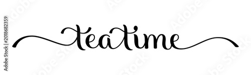 Fotografie TEA TIME black brush lettering banner on transparent background