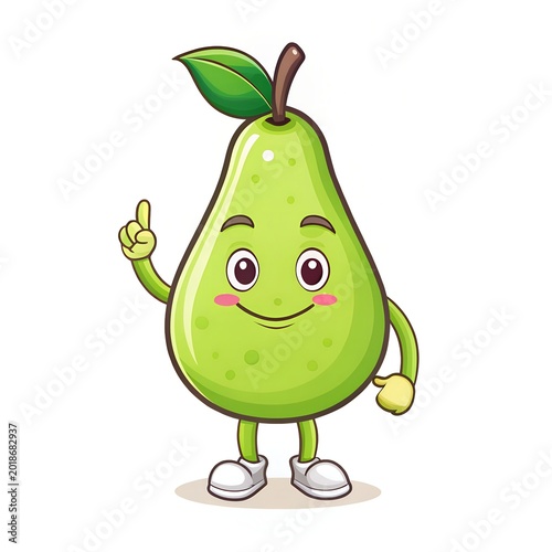 friendly pear mascot cartoon logo professional minimalist design