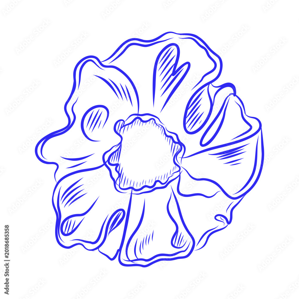 Fototapeta premium Hand drawn vector sketch of hair elastic band with blue line