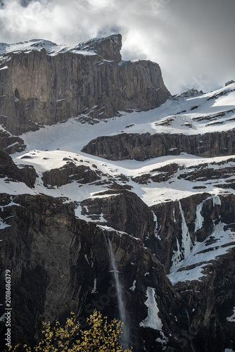 Close up of the top of France's highest waterfall at the Cirque de Gavarnie in the French Pyrenees