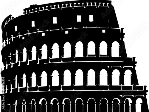 Colosseum Silhouette: A dramatic silhouette of the Colosseum, an iconic symbol of ancient Roman grandeur, stands against the horizon. It whispers tales of gladiatorial contests, political intrigue.
