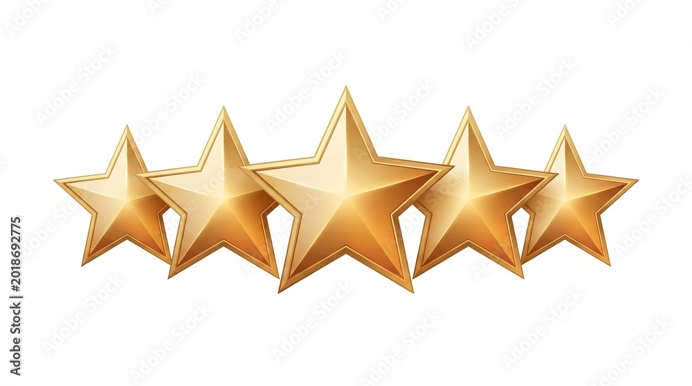 Fototapeta premium Premium Five-Star Rating Illustration Isolated on White Background