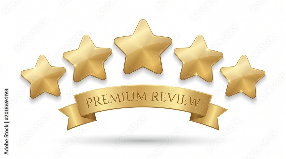 Fototapeta premium Premium Five-Star Rating Illustration Isolated on White Background