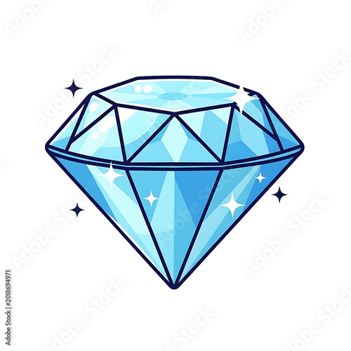 Blue diamond, sparkling, isolated, transparent