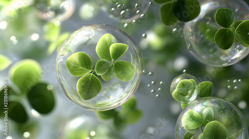 Nature Leaf In Crystal Bubble Pure Organic Background