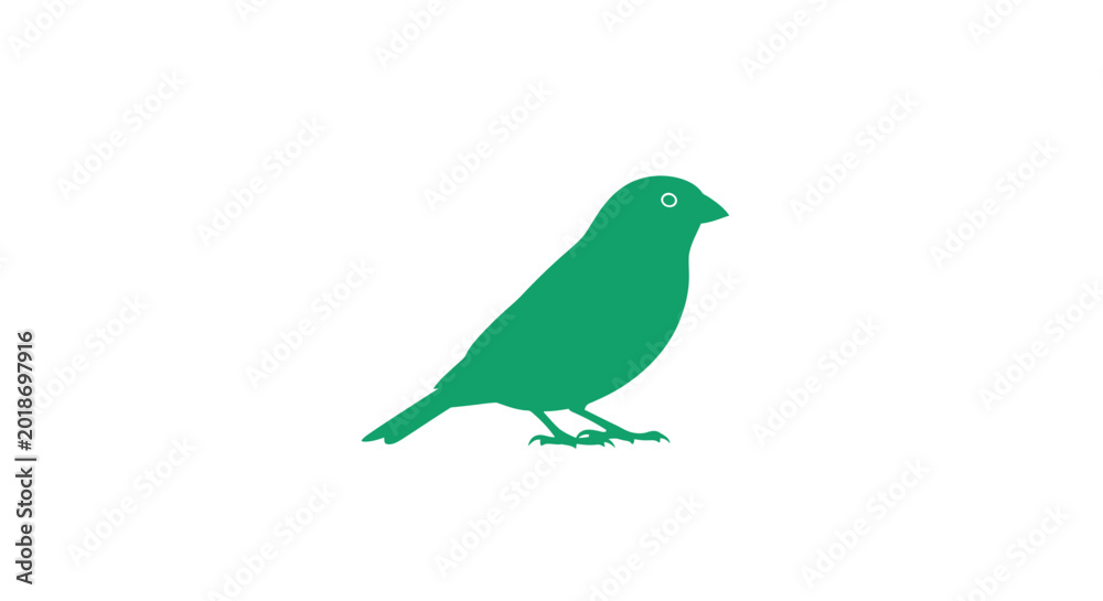 Fototapeta premium Green Bird Side Profile View.