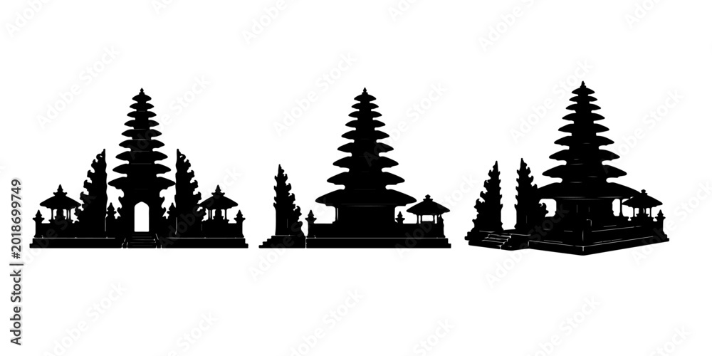 Obraz premium Minimalist Silhouette of Traditional Balinese Temple Pura