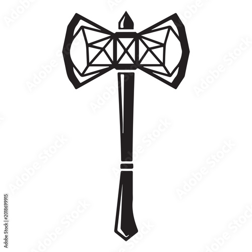 Canvas Print Geometric double-headed axe vector icon