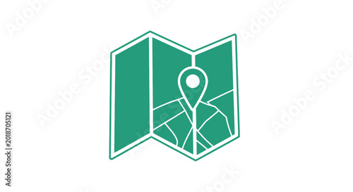 Green Map Icon with Location Pin.
