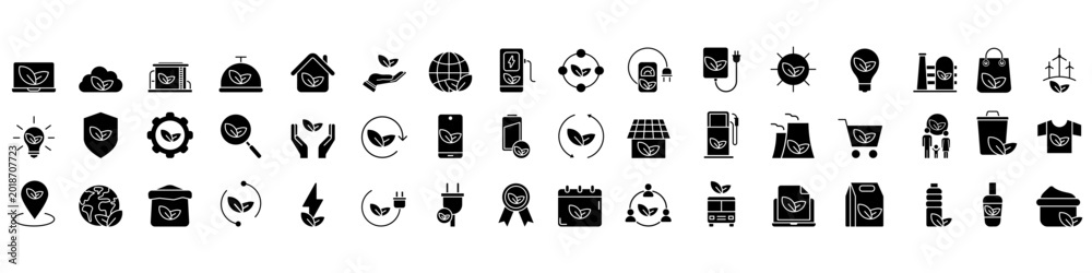 Naklejka premium Eco icon vector set. Ecology Illustration sign collection. Recycle symbol. Ecology logo.