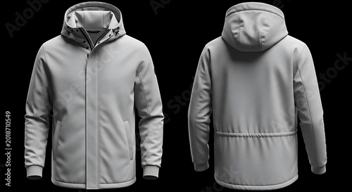 Mockup of a heather gray color men parka hoodie
