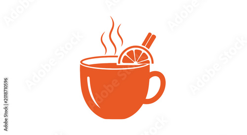 Foto Hot orange tea with lemon slice.