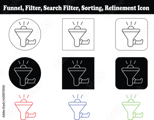 Fotografia Funnel, filter, search filter, sorting, refinement in black and white