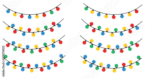 Colorful Christmas string lights background