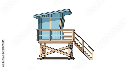 Photos Illustration of a classic wooden lifeguard tower on a white background