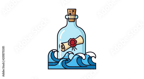 Photos Message in a bottle floating on ocean waves.