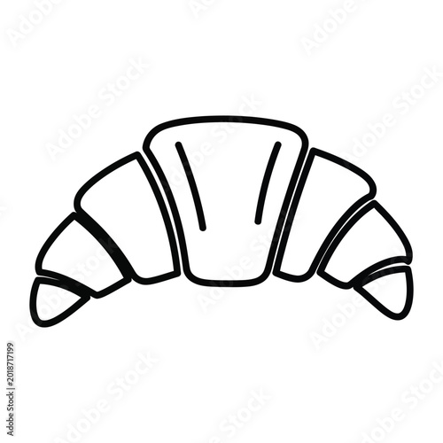 Foto Classic buttery croissant pastry sketch isolated on white background as simple b
