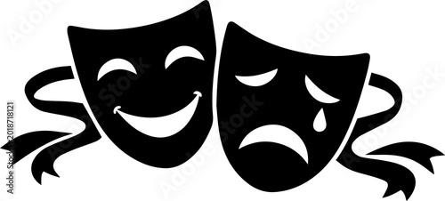 Tablou pe pânză Theatrical comedy and tragedy masks Vector