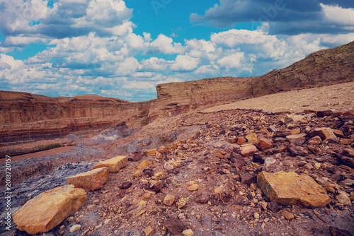 Photography Makhtesh Ramon Crater in National park in Negev desert, Israel