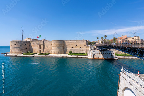 Bild auf Leinwand The Aragonian Castle view in Taranto City of Italy