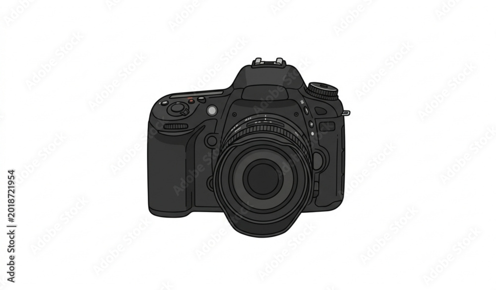 Fototapeta premium Digital SLR camera vector illustration professional DSLR with lens design