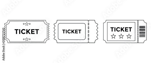 Bild auf Leinwand Ticket and Cinema Admit Icon Set Vector with Movie, Concert, Event, Travel, Coup