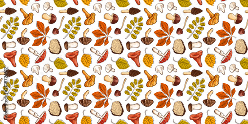 Foto Seamless mushroom pattern in autumn cartoon