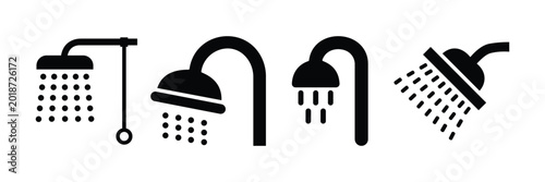 Foto Bathroom and Plumbing Icon Set Vector with Toilet, Shower, Sink, Faucet, Pipe, a