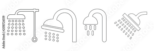Canvastavla Bathroom and Plumbing Icon Set Vector with Toilet, Shower, Sink, Faucet, Pipe, a