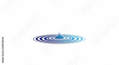 Abstract blue water ripple icon with mountain peak center