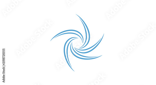 Abstract blue vortex swirl graphic on a white background