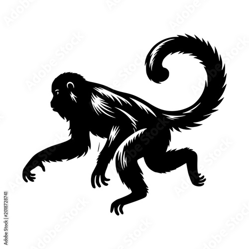 Photography Monkey Silhouette: A striking silhouette of a monkey in a dynamic pose, showcasing its agility and wild essence