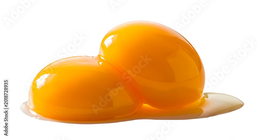 Plakat Raw egg yolks isolated on transparent background.