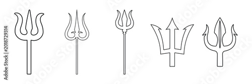 Bild auf Leinwand Trident and Devil Pitchfork Icon Set Vector with Mythology, Poseidon, Neptune, T
