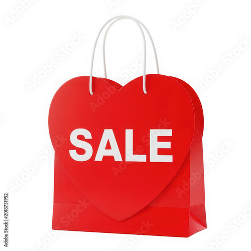 Red shopping bag with sale label