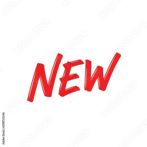 Bold red new label with distressed brush effect