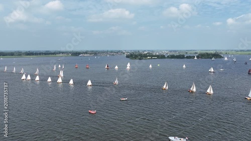 Traditional wooden sailing ships on a lake in Europe