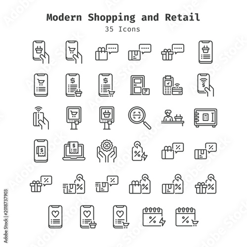 modern shopping and retail icons collection