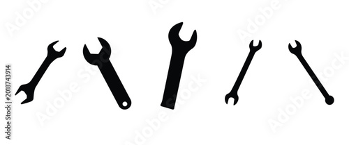 Bild auf Leinwand Tools and Service Icon Set Vector with Wrench, Screwdriver, Gear, Repair, and Ma